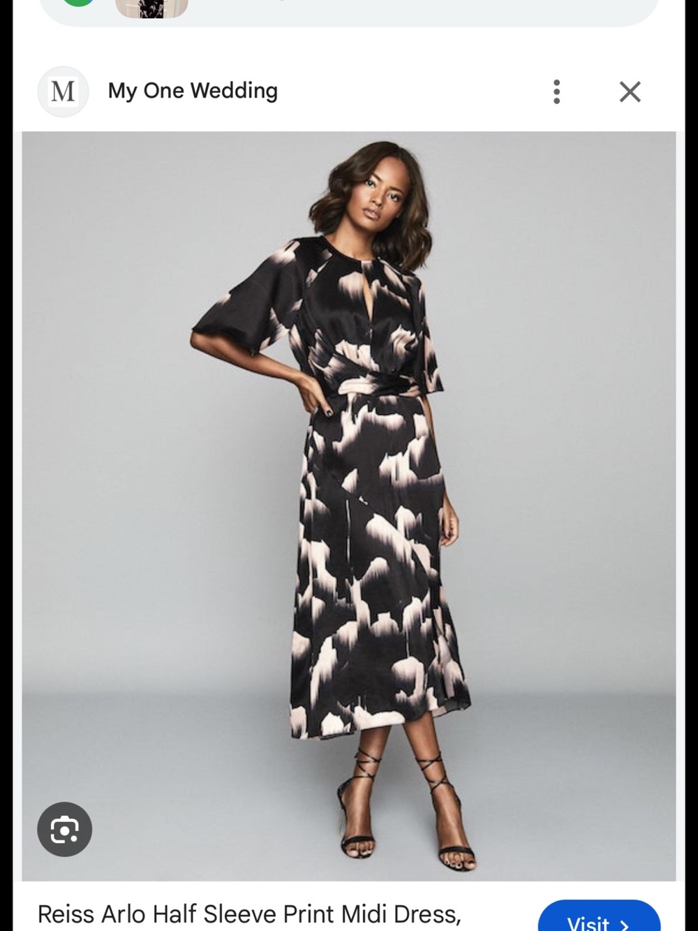 Reiss arlo half sleeve print midi dress